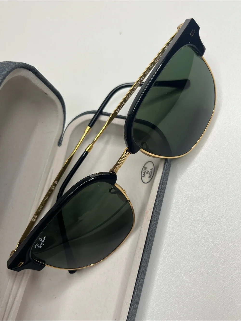 Ray-Ban Clubmaster Sunglasses - Black & Gold with Dark Green Lenses